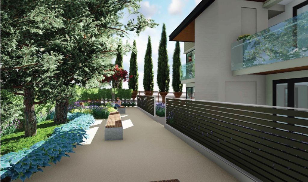 From the 4880 side of the real wall, this is a rendering of the 20 to 40 foot "backyard"