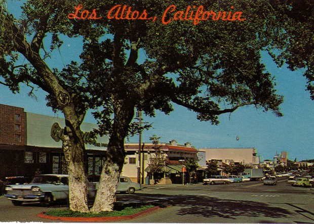 Postcard of Downtown Los Altos in the early 1960's