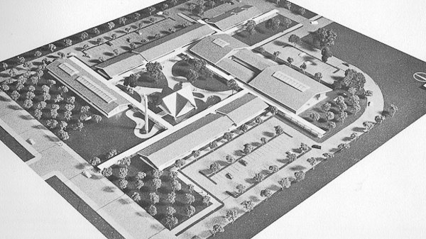 Los Altos Measure A vs. Many plans for the civic center mass the building in the center. Here is the original 1958 plan which was obviously not fully implemented.