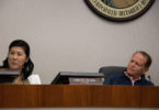 Council member Lynette Lee Eng receives a puzzled look from Mayor Jean Mordo, City of Los Altos, Save Our Parks Intiative